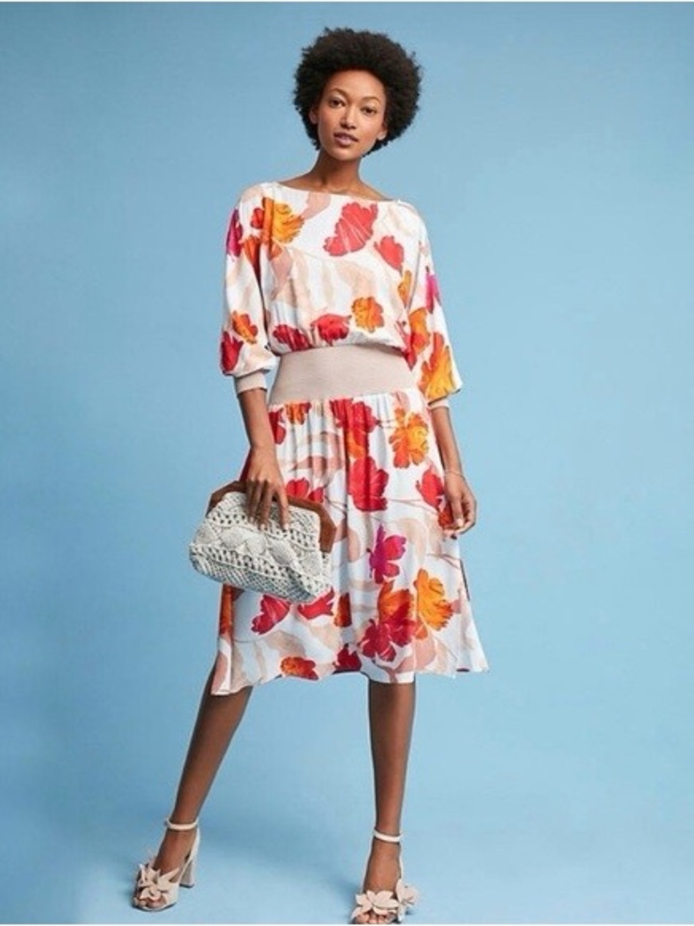 Anthropologie Maeve Gemma Midi Dress 3/4 Sleeves Floral
Sz M